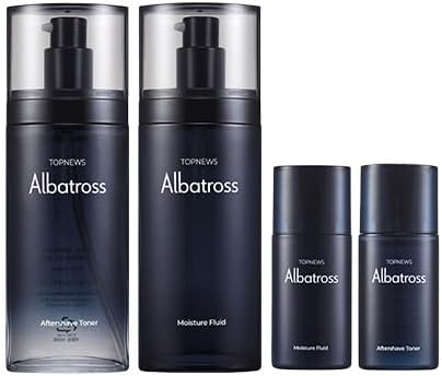CHARMZONE Albatross Skincare for Men Aftershave Toner and Emulsion Set Father's Day Gift Set Hydrating Moisturizing Nourishing Toner+ Fluid + Travel size Total of 10.5 fl.oz