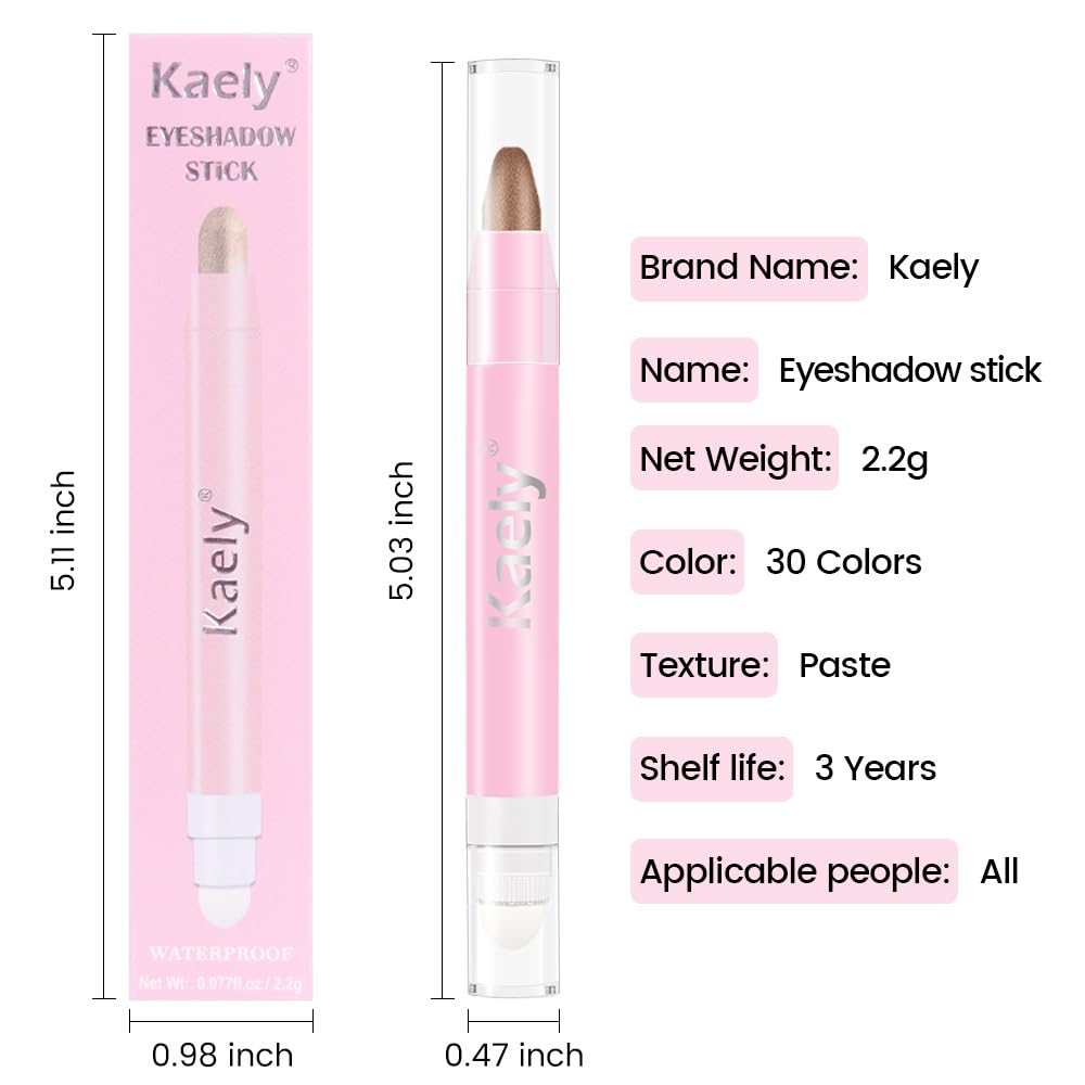 evpct 1Pcs Cocoa Shimmer Cream Eye Shadow Brightener Sticks for Eyes Waterproof Pigmented, Double Ended Cream Eyeshadow Stick Pencil Pen with Applicator, Eye Shadow Palette Highlighter Makeup 21