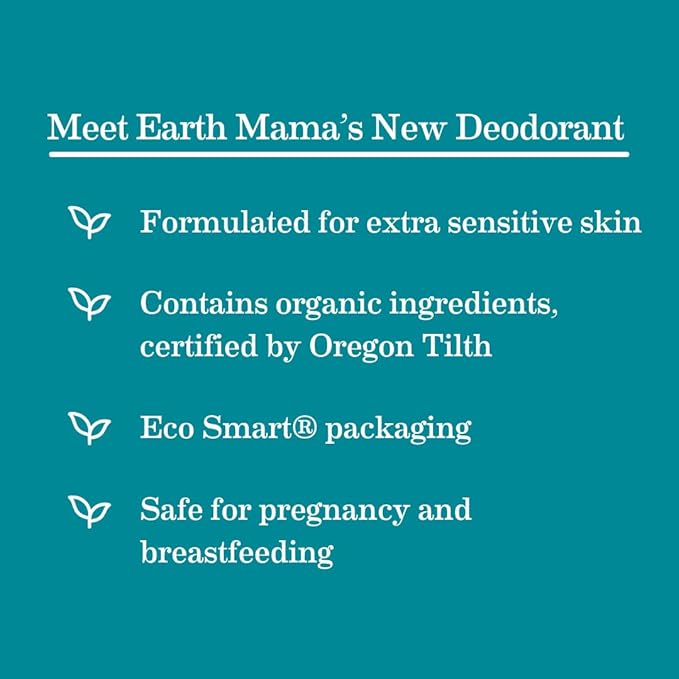 Earth Mama Ginger Fresh Deodorant | Safe for Sensitive Skin, Pregnancy and Breastfeeding, Contains Organic Ginger and Lime, No Baking Soda or Aluminum, 2.65-Ounce