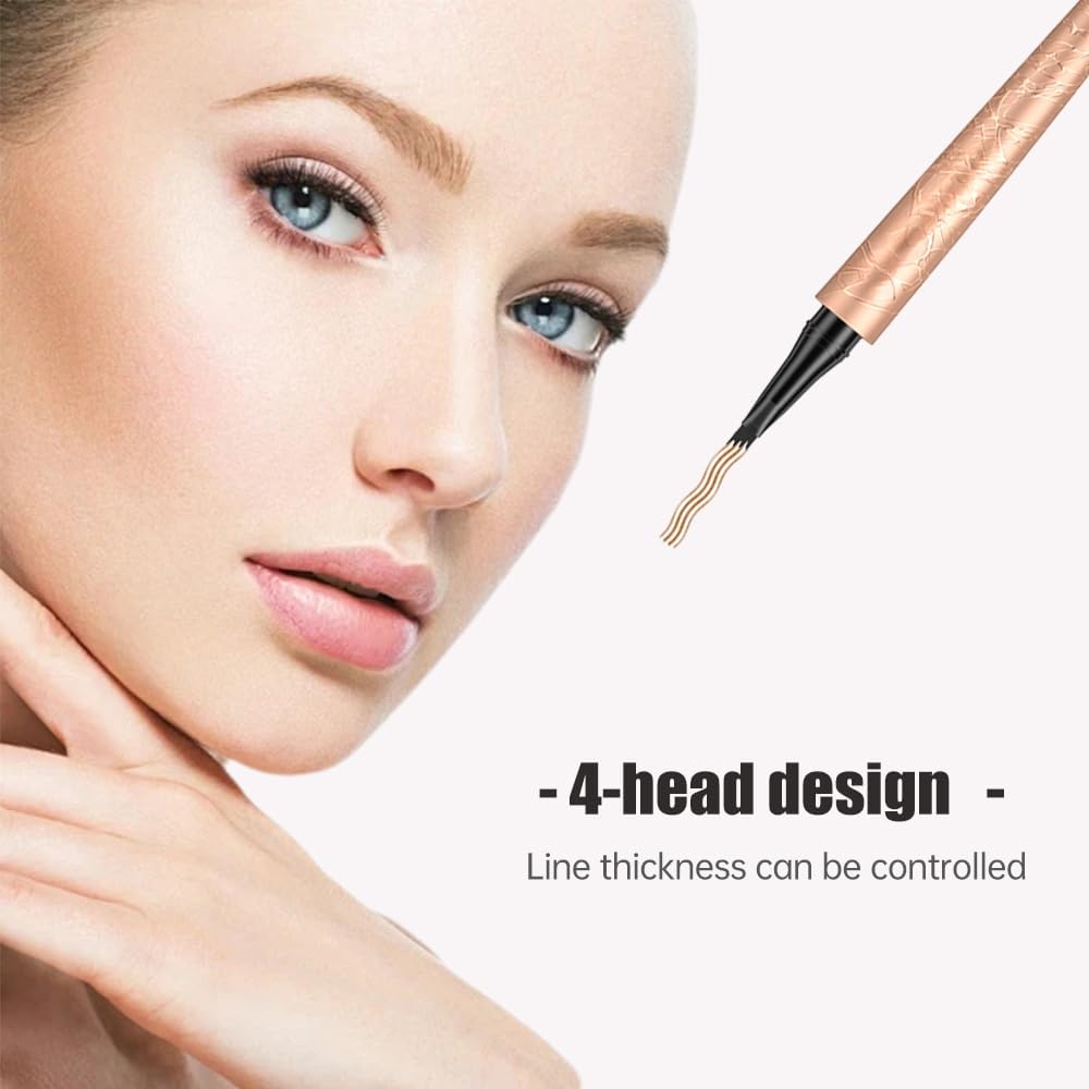 Microblading Eyebrow Pen, 2025 New 3D Waterproof Eyebrow Pencil, Premium Eye Brow Pen with 4 Tip, Long-Lasting Natural Magic Eyebrow Makeup Fine Stroke Contouring Pencil Stay on All Day (Dark Brown)