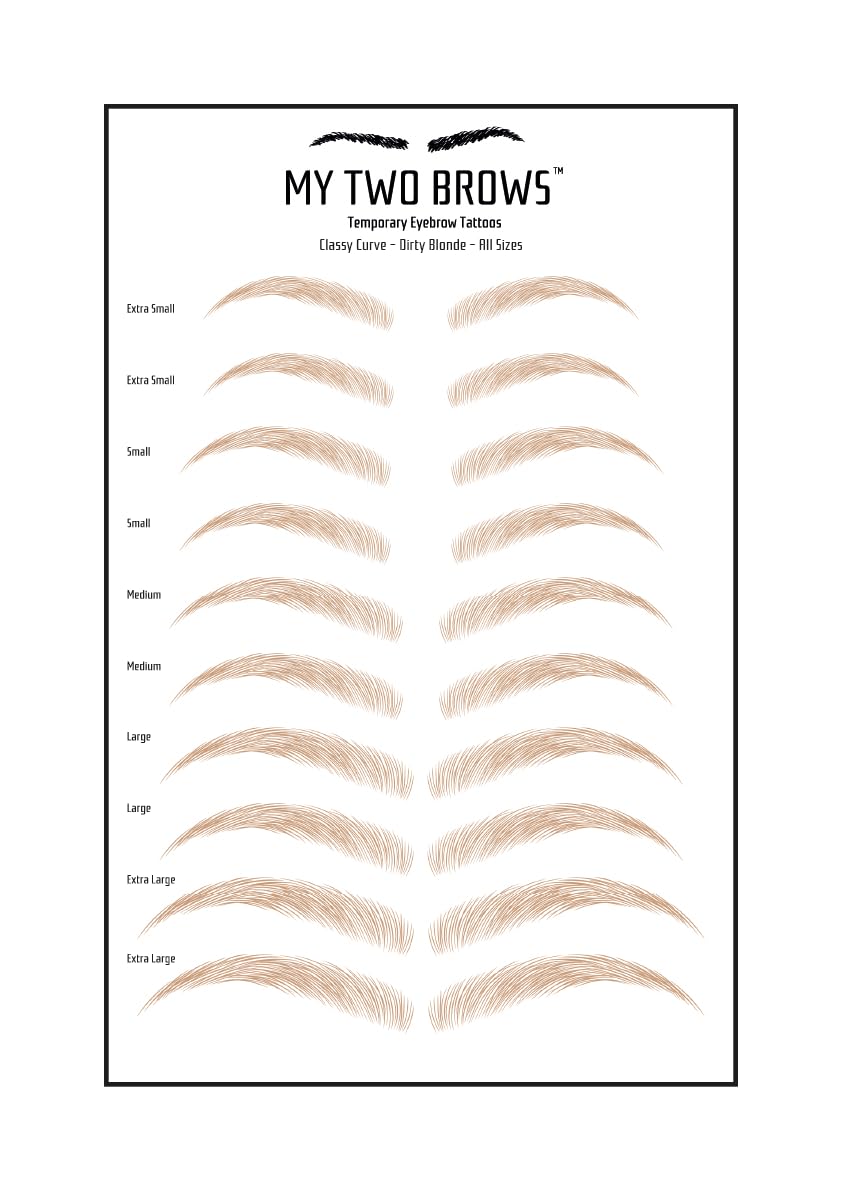 (10 pairs) Dirty Blonde Temporary Eyebrow Tattoo - Large Size - Waterproof & Smudgeproof - Classy Curve Style Eyebrow Stickers - Sheet Lasts up to 30 Days - Won't Work on Existing Brows