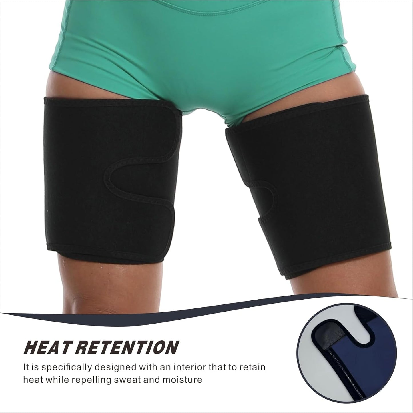 Sauna Leg Sleeves 2-Pack, Non-Slip Sweat Thigh Wraps for Women & Men Adjustable Thigh Trimmer Slimming Workout Gear