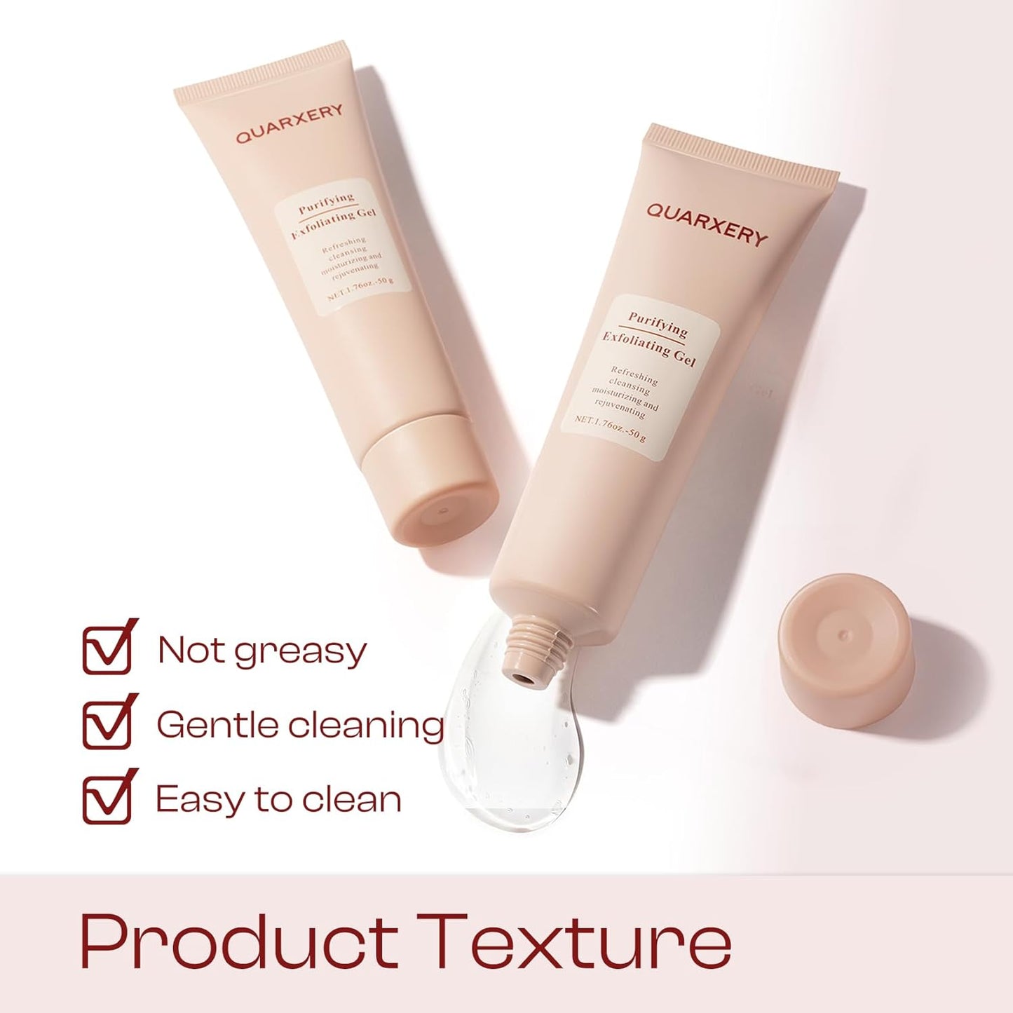 QUARXERY Purifying Exfoliating Gel 2Pcs:Gentle for Face - Facial Peeling Gel Scrub for Face Cleans Dirt & Oils