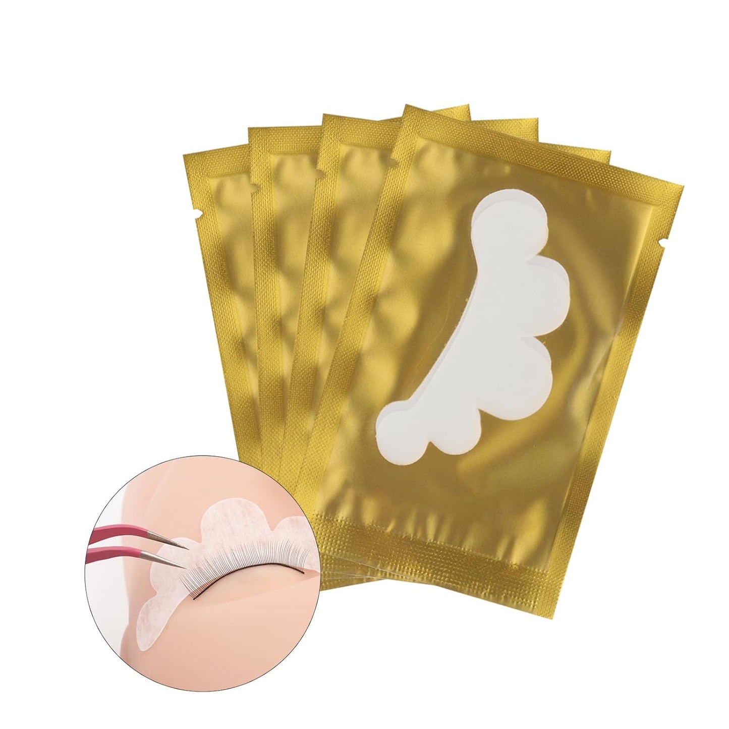 100 Pair Set Eye Gel Pads For Eyelash Extensions Lint Free Patches Beauty Tools (Gold)