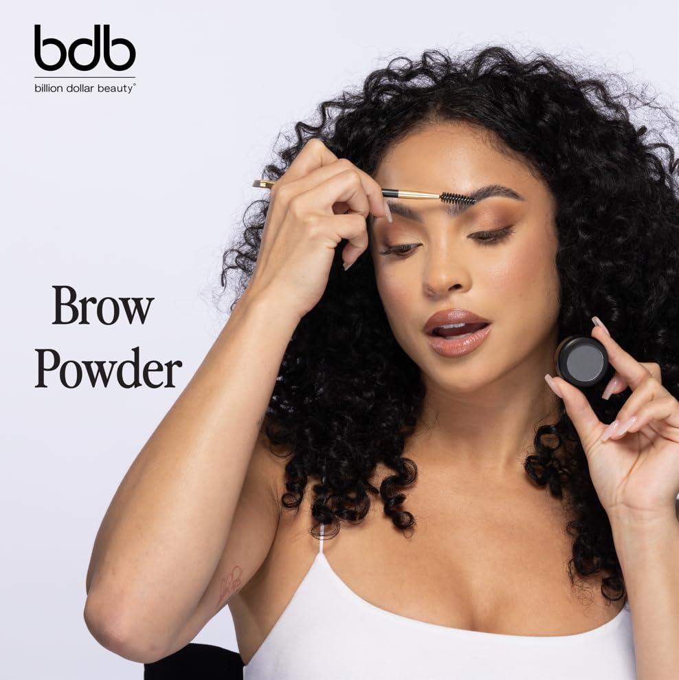 bdb Eyebrow Powder & Definer Brush - Long-Lasting, Fuller & Fluffier Brows, Spoolie for Precision, Soft & Natural, Taupe