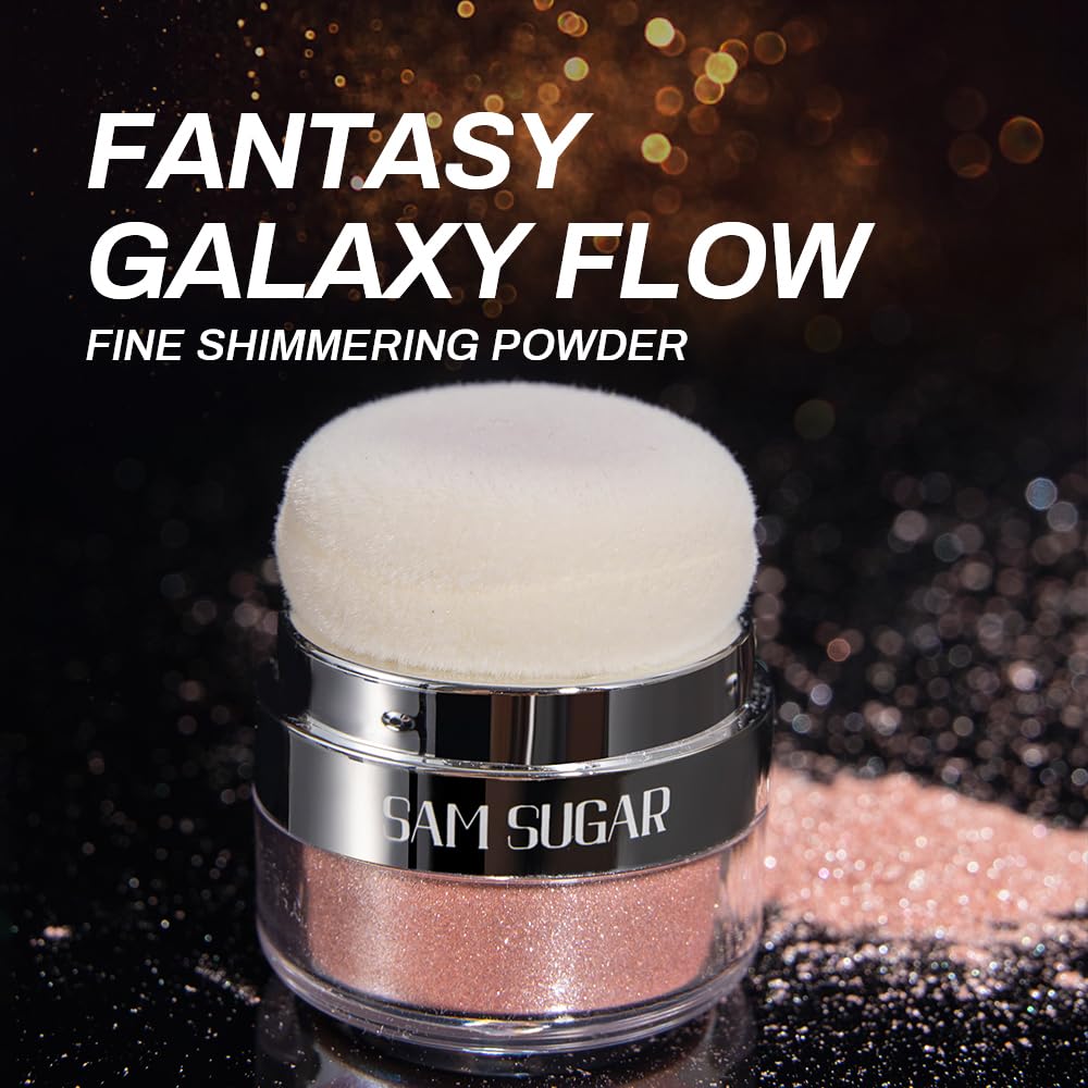 Glitter Body Highlighter Powder Body Shimmer Sparkle Face Brightening Highlighter Powder for Face Eyes Body Glow Makeup With sponge head(02#)