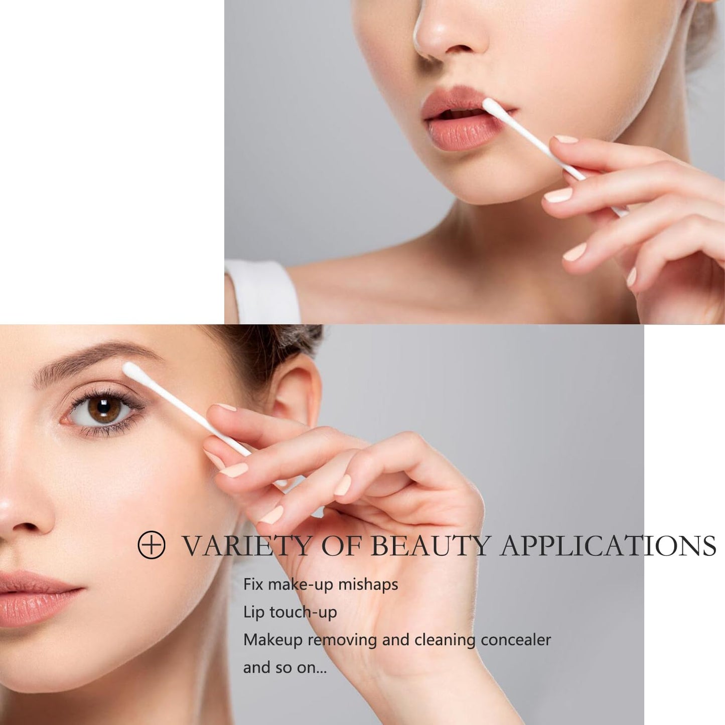 Cotton Swabs with Paper Sticks 1000ct, Double Round Cotton Buds for Beauty& Personal Care