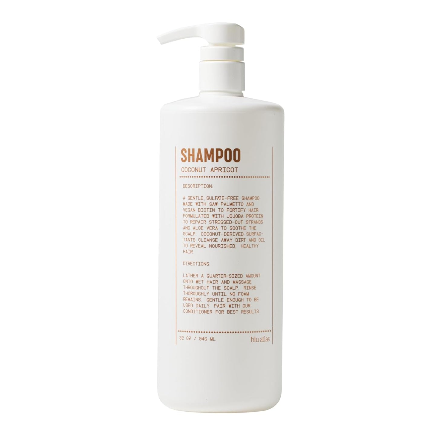 Blu Atlas Men's Natural Shampoo β Organic, Sulfate-Free, Paraben-Free β Deep Cleansing & Hydrating β Coconut Apricot Scent β Made in America β 32 oz