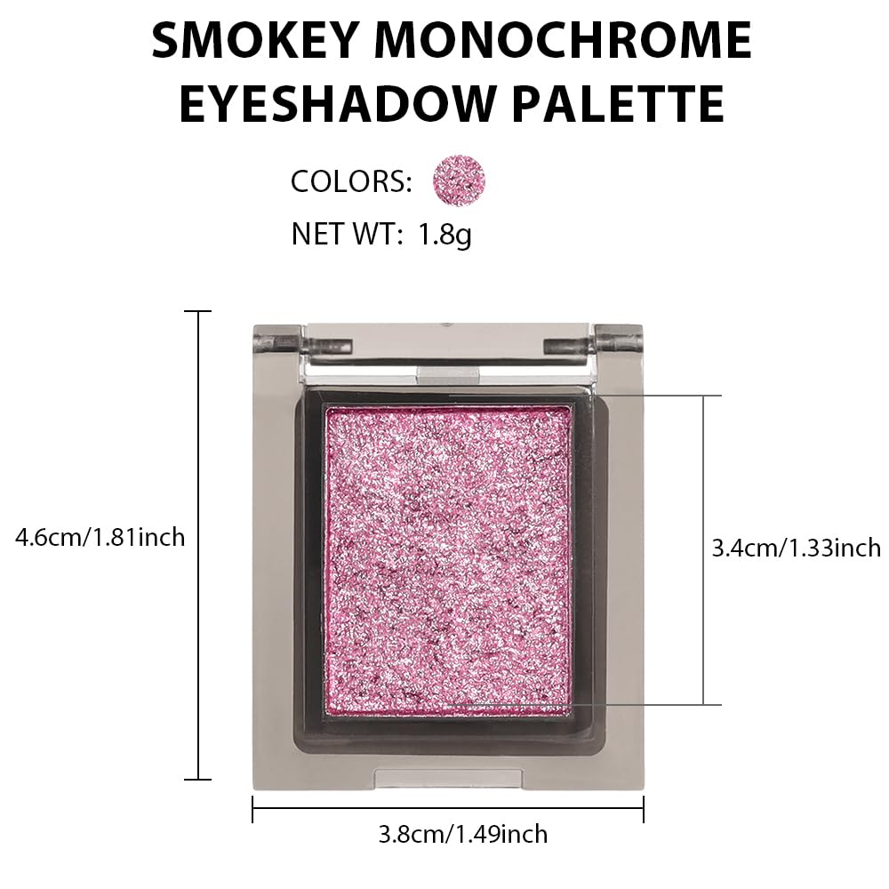 Single Nude Pink Shimmer Eyeshadow,Monochrome Eye Shadow,Apply Makeup Easily,Glitter Pressed Powder Single Eyeshadow,24 Hour Eye Makeup Longwear Waterproof