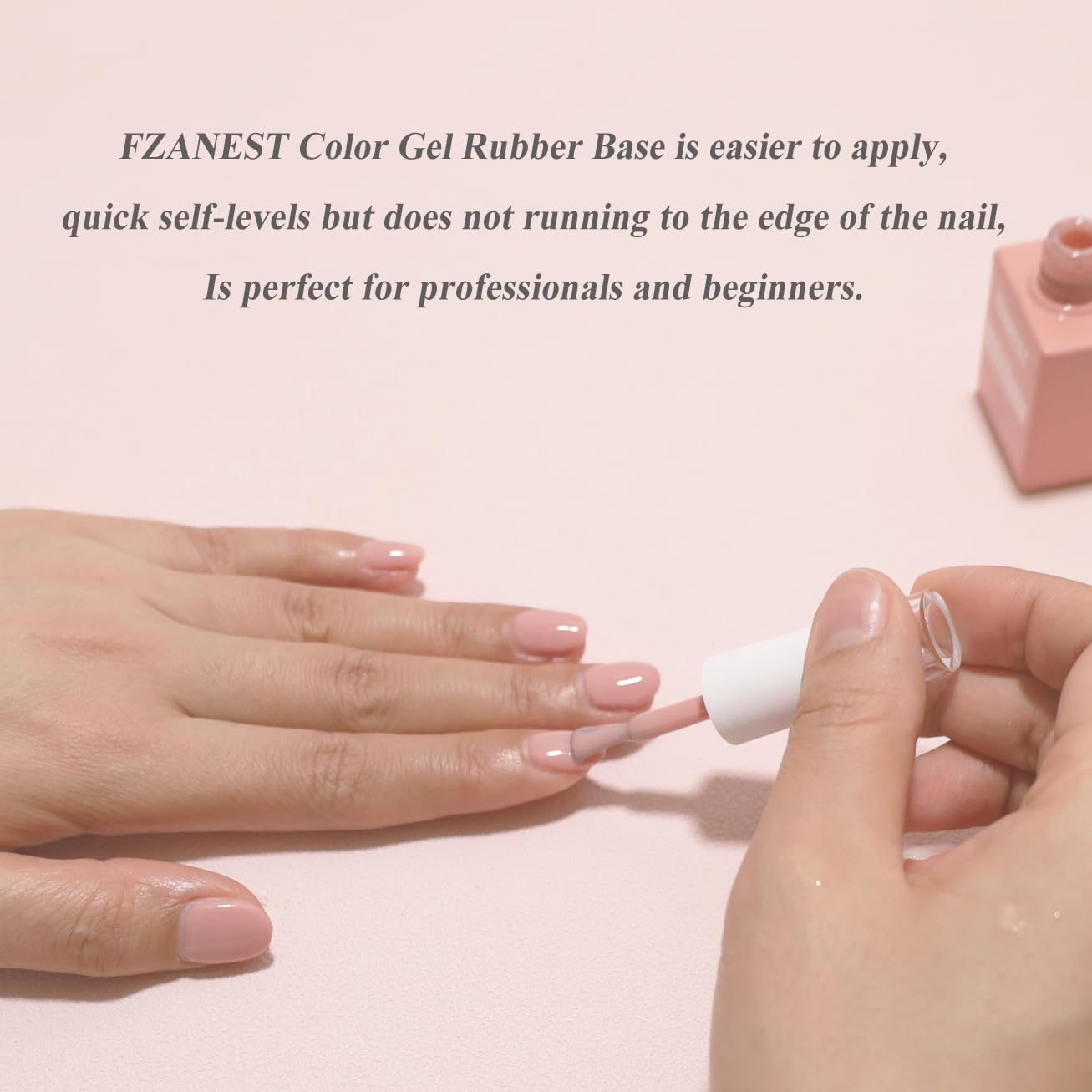 FZANEST Rubber Base Gel Polish, 6pcs*7.5ml Builder Gel Jelly Sheer Natrual Nude Pink in a Bottle UV Gel Polish Kit, Structure Quick Extension Gel
