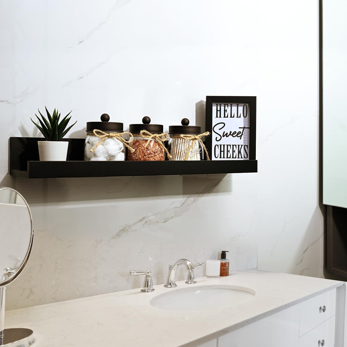 SheeChung 3 Pack Qtip Holder for Bathroom, Cotton Swab Holders, Bathroom Decor, Apothecary Jars with Lids for Cotton Round Pads, Balls, Floss Picks - Bronze