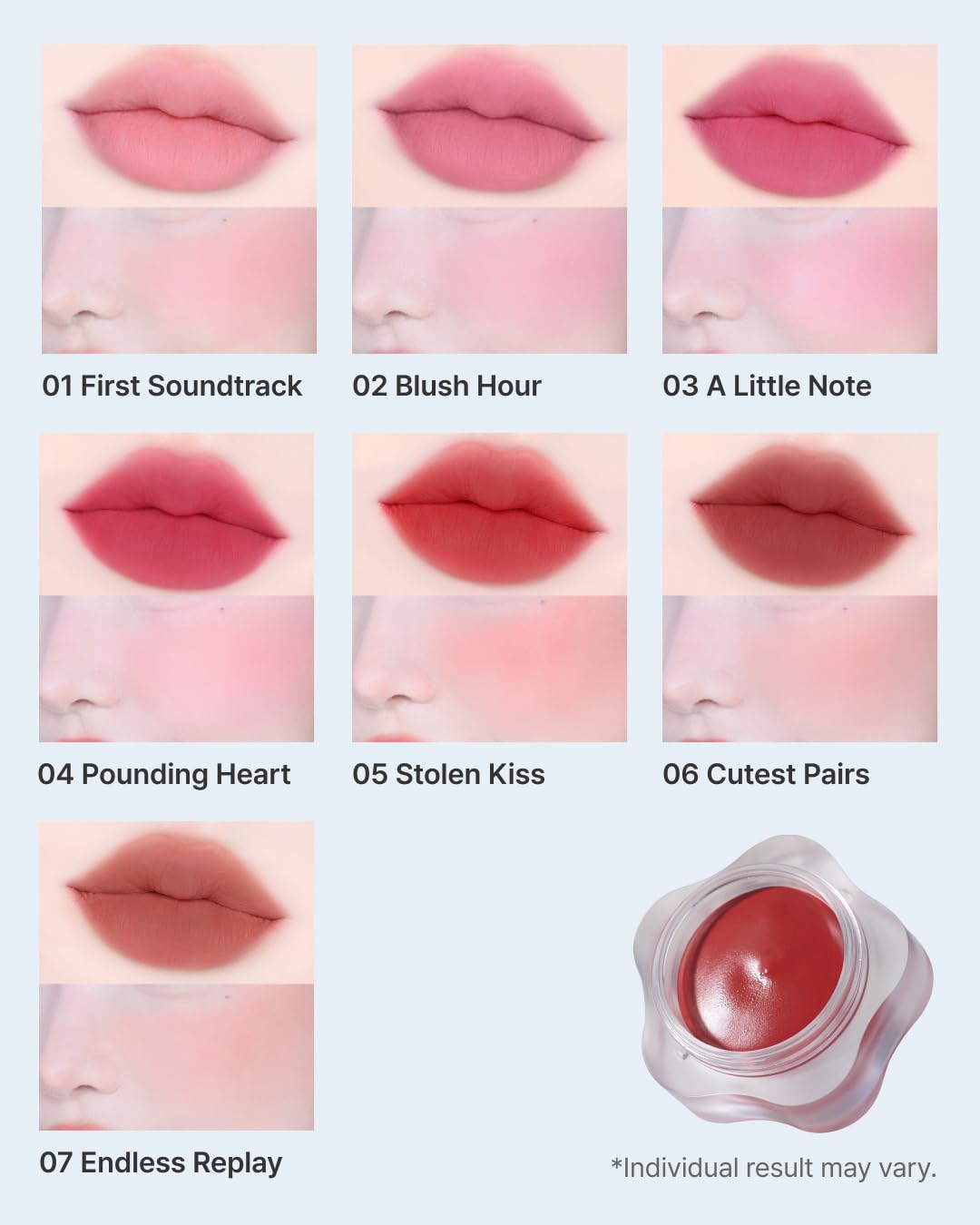 DEARMAY Pure Falling Mood Lip Pot No. 05 Stolen Kiss 0.23 Oz. Vegan Lip Stain Lip & Cheek Multi-Use Tint With Hydrating Formula for Smooth Soft Blend Without Dryness or Fine Lines, Korean Makeup
