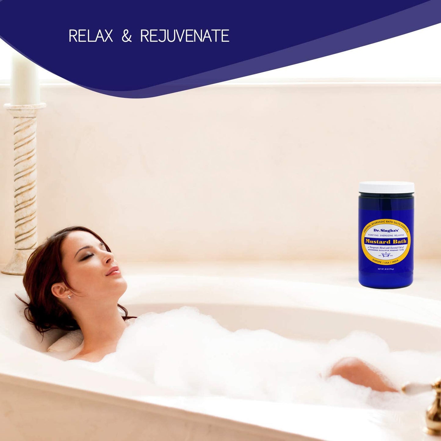 Dr. Singha’s Mustard Bath – Therapeutic Bath Salts for Relaxation, Soothing Comfort & Refreshing Aroma – 28 oz Aromatherapy Soak with Mustard Seed & Essential Oils - Bathing Alternative to Epsom Salt