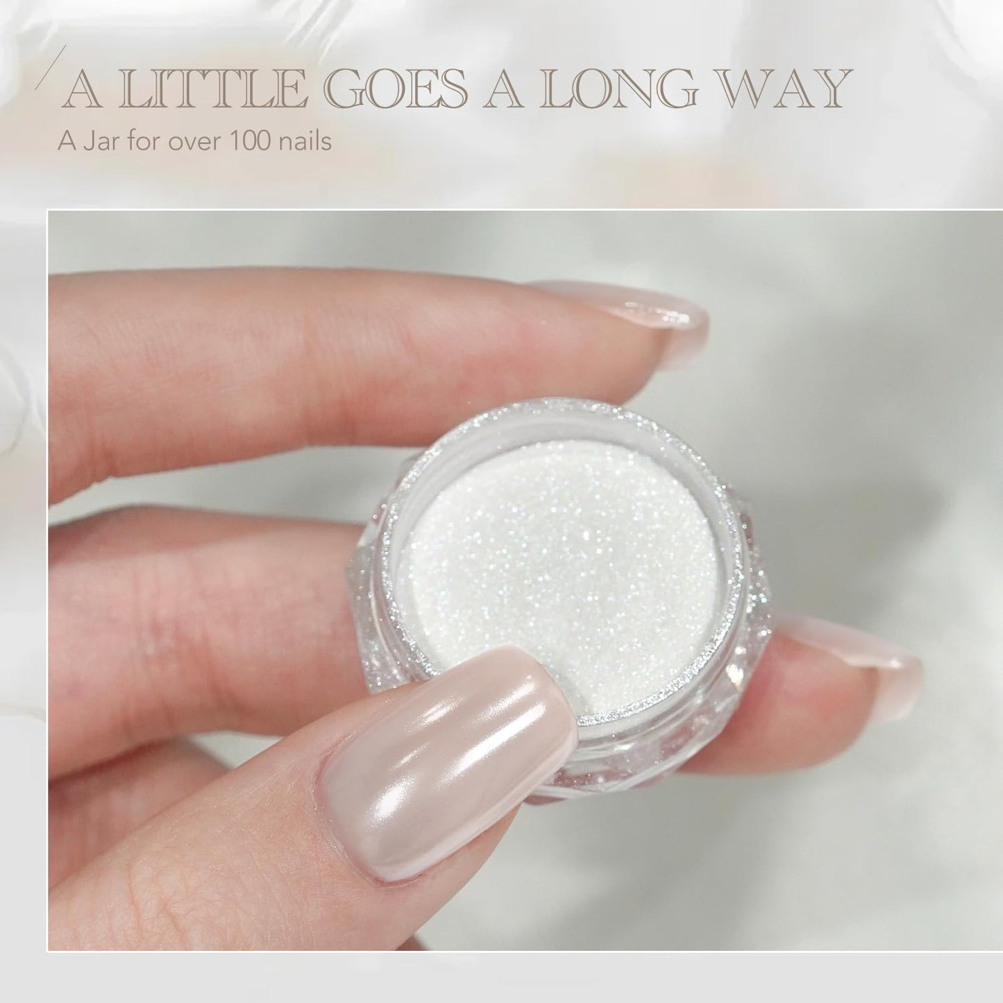 GAOY White Pearl Chrome Nail Powder, Mirror Effect Shimmer Glitter Pigment Mermaid Aurora Nail Art Decorations, Lustrous White