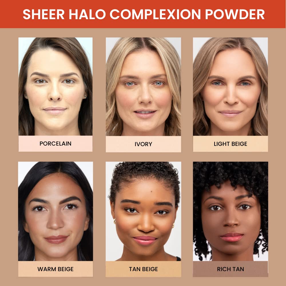 True + Luscious Sheer Halo Complexion Powder β Natural Matte Finish Foundation, Sheer to Medium Coverage β Clean, Vegan and Cruelty Free Powder Foundation β 0.32 oz