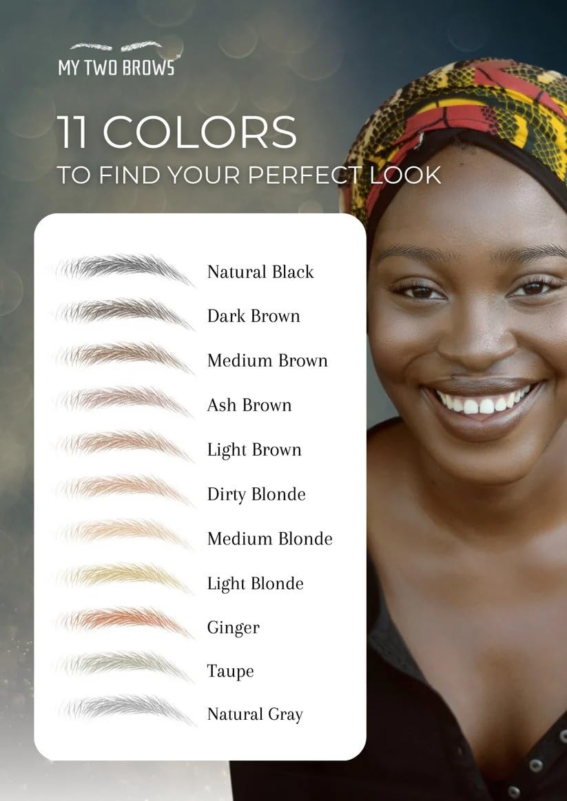 (10 pairs) Dark Brown Temporary Eyebrow Tattoo - Medium Size - Waterproof & Smudgeproof - Assertive Arch Style Eyebrow Stickers - Sheet Lasts up to 30 Days - Won't Work on Existing Brows