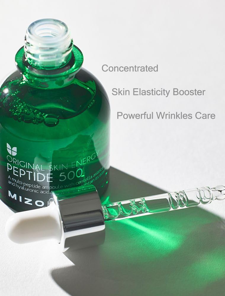 MIZON Peptide 500 Ampoule Peptides Adenosine Hyaluronic Acid Centella Asiatica Skin Elasticity Moisturizing Collagen Booster Korean Serum (1.01 fl. oz)
