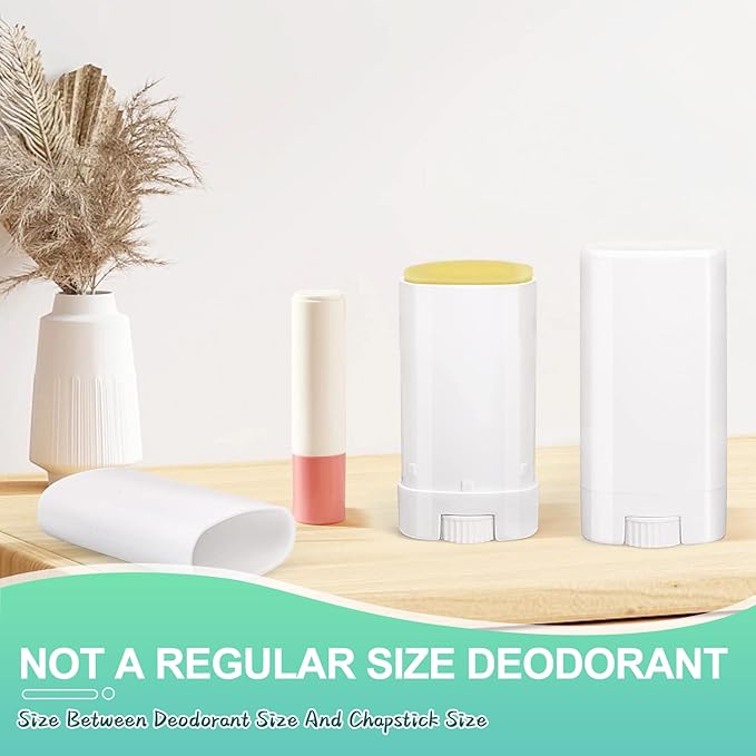 15ml Travel Deodorant Containers,Top-Fill,Empty Plastic Oval Lip Balm Tubes for Chapstick,Lip Balm,Lotion Bar Sticks,Salve,Homemade Solid Lotion,Sample Size Deodorant-30 Pack,White