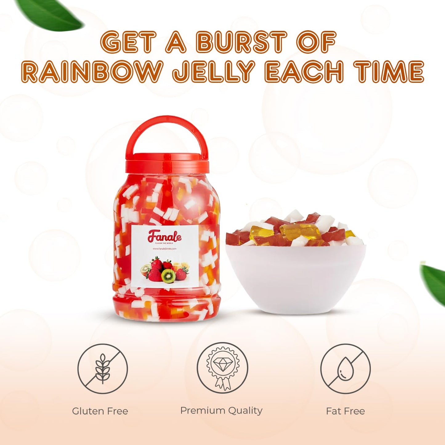 Fanale Coconut Jelly Topping nata de coco for Bubble Tea 8.3 lb | Rainbow Jelly | for Boba Tea, Smoothies, Slushes, Desserts | 8.3lb | JEL001