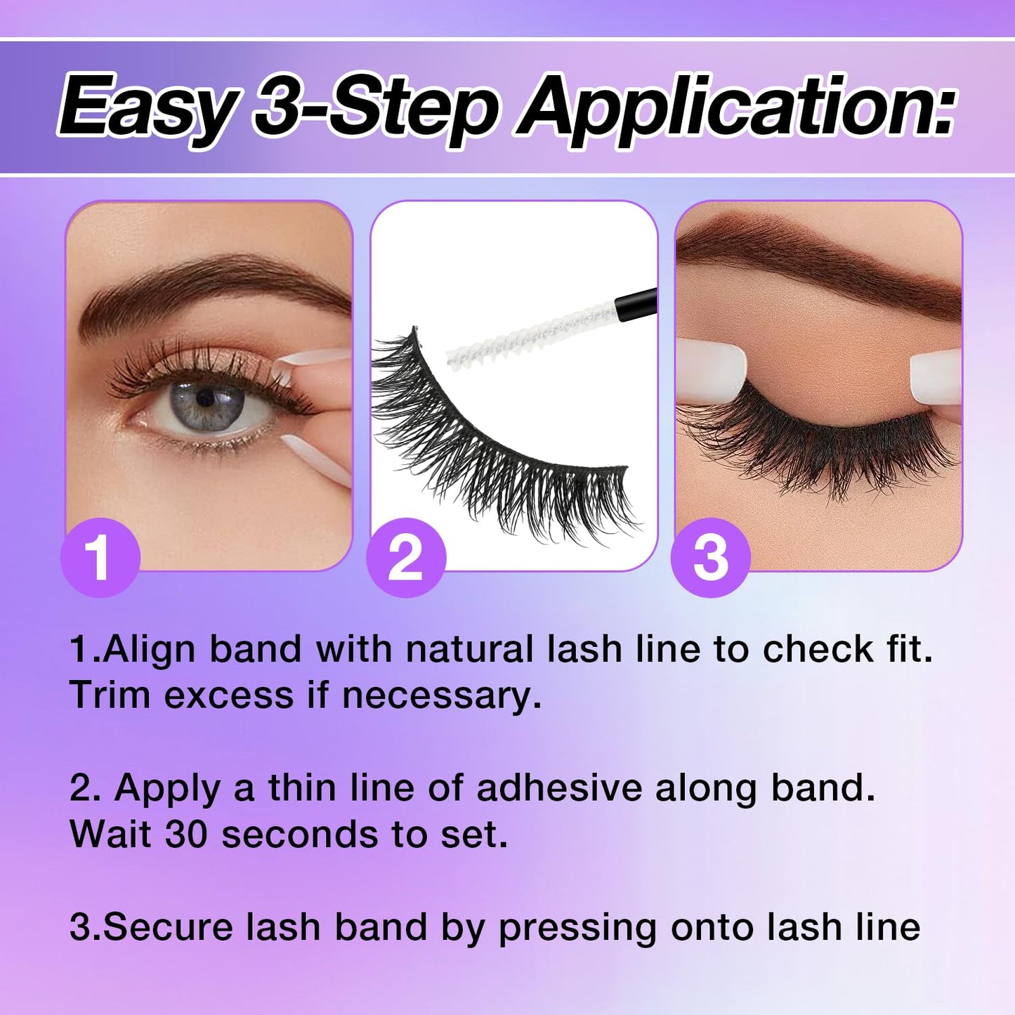 False Eyelashes Kit With Bond, Seal and Tweezer, 7 Pairs Fluffy Natural Look Fake Cat Eye Lashes Strips Thin Band Extensions Waterproof Easy Eyelashes for Beginners DF64