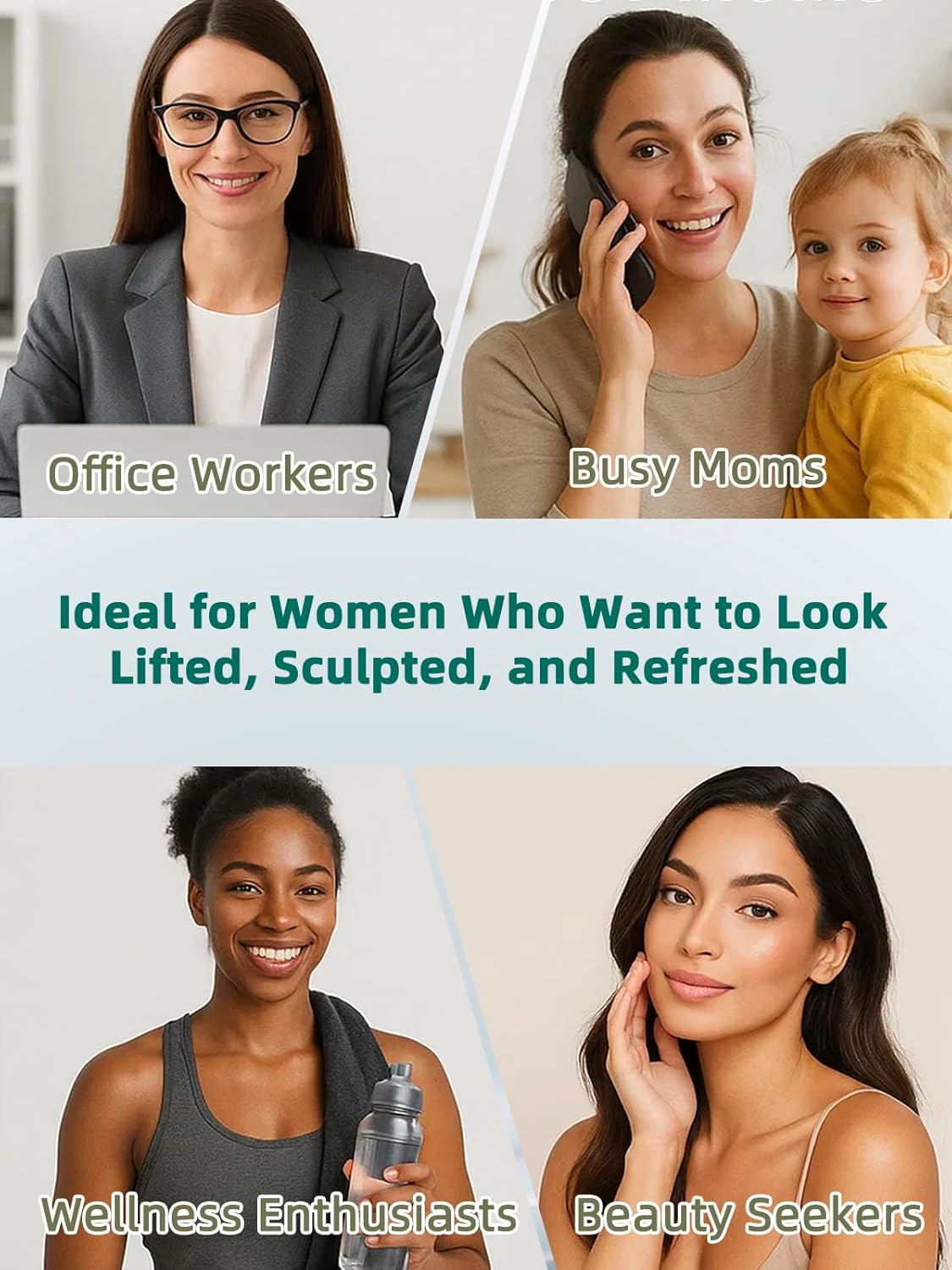 Lymphatic Contour Face Brush – Face Massager for Lymphatic Drainage, Double Chin Reducer, and Facial Sculpting – Gentle Vibrating Lymphatic Drainage Tool for Jawline & Puffiness - Green