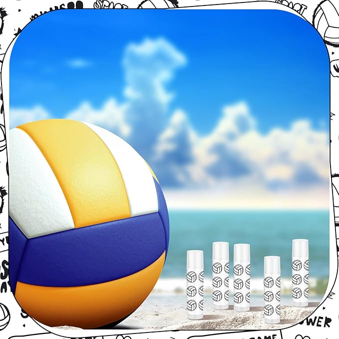 24 Pcs Volleyball Lip Balm Volleyball Team Gifts Volleyball Party Favors Volleyball Lip Balm Gift for Volleyball Team Volleyball Party Guest Supplies (White)