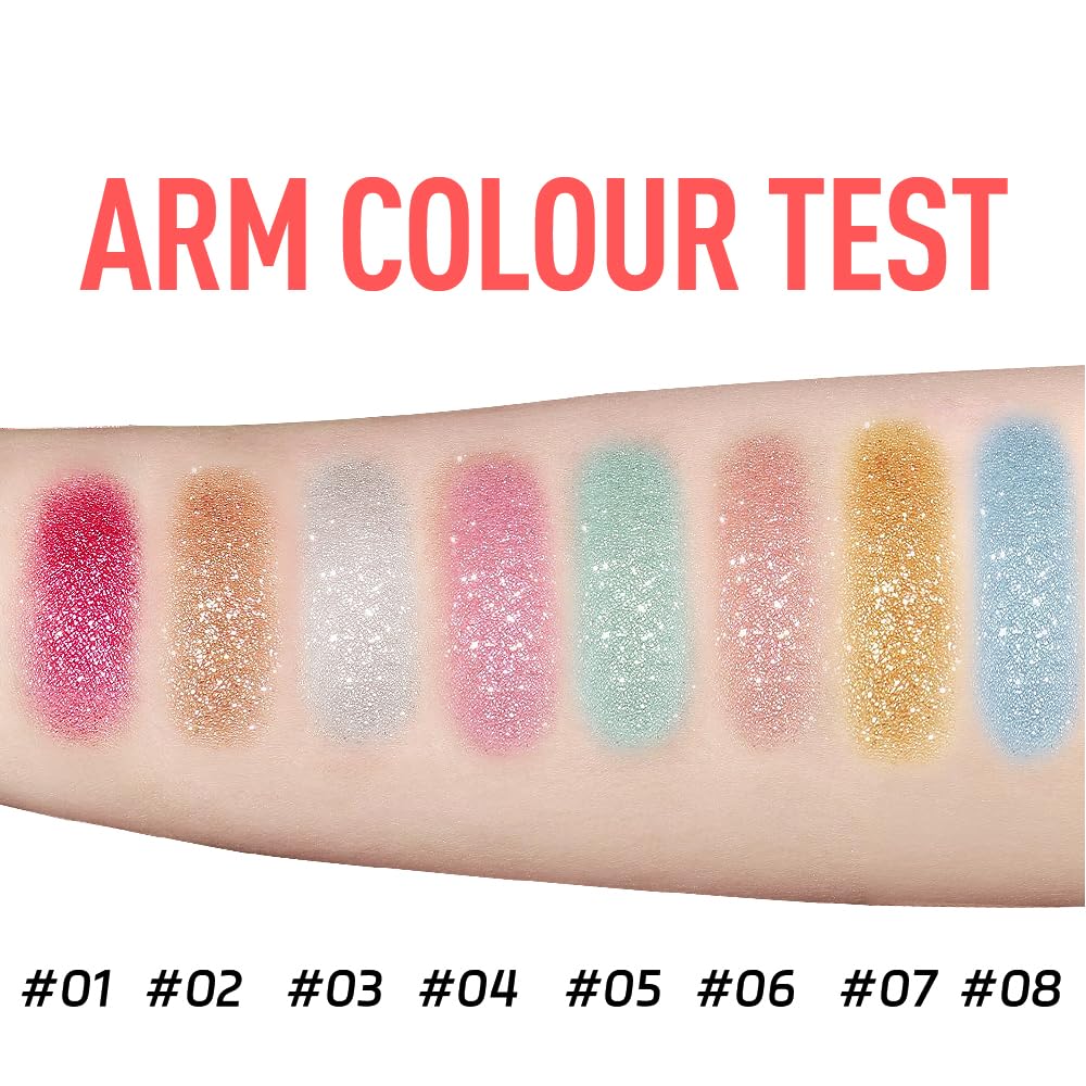 Glitter Body Highlighter Powder Body Shimmer Sparkle Face Brightening Highlighter Powder for Face Eyes Body Glow Makeup With sponge head(08#)