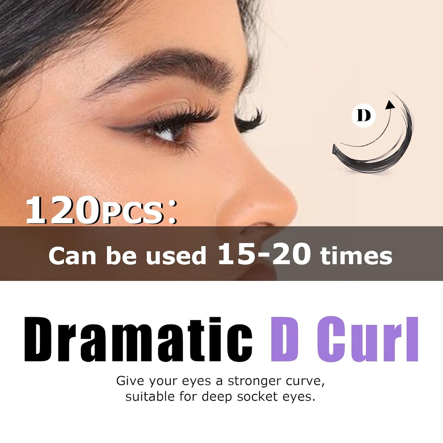 GAQQI Lash Clusters, Eyelash Clusters 120PCS D Curl Individual Lashes, Wispy Cluster Eyelash Extension 12mm Only, Natural Looking Cluster Lashes (GQ03, D Curl, 12mm)