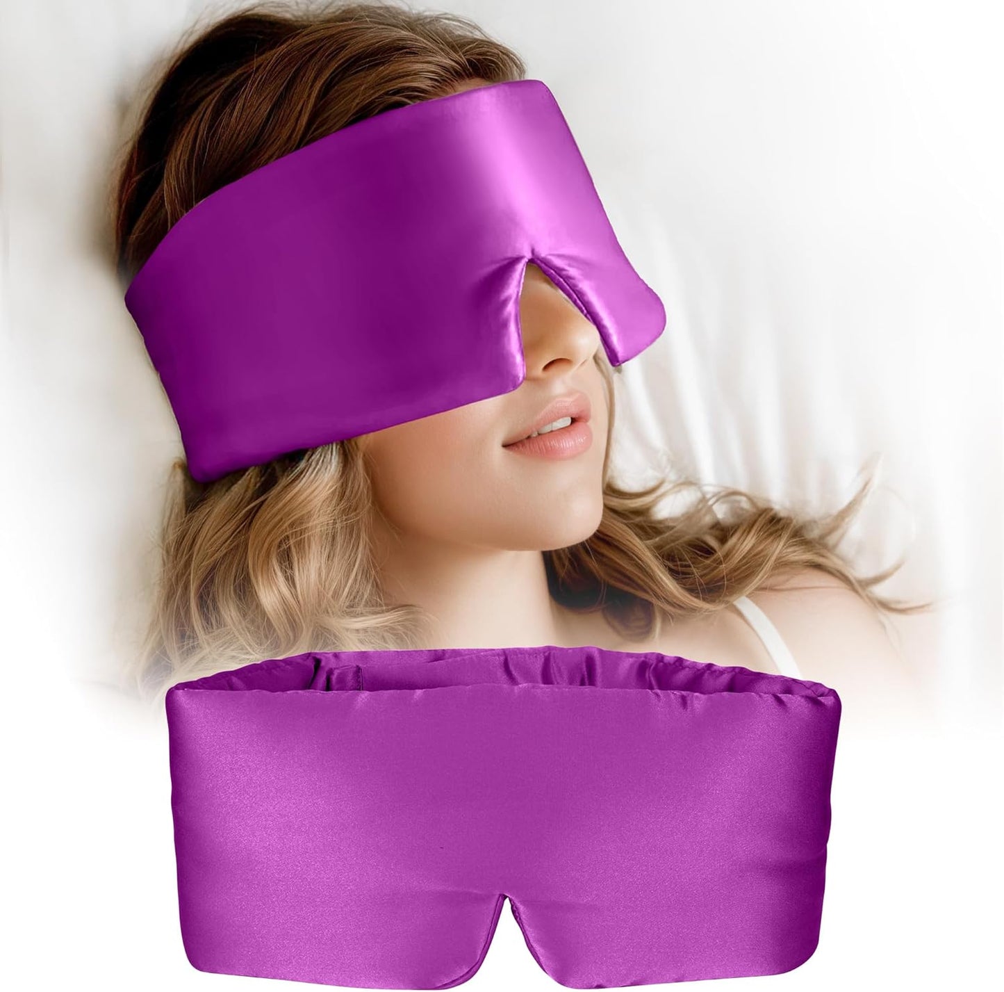 Silk Sleep Mask for Women and Men, Side Sleeper, 22 Momme Pure Mulberry Silk Total Blackout 100% Mulberry Eye Mask with Adjustable Headband Full Size, Eye Masks for Sleeping and Travel