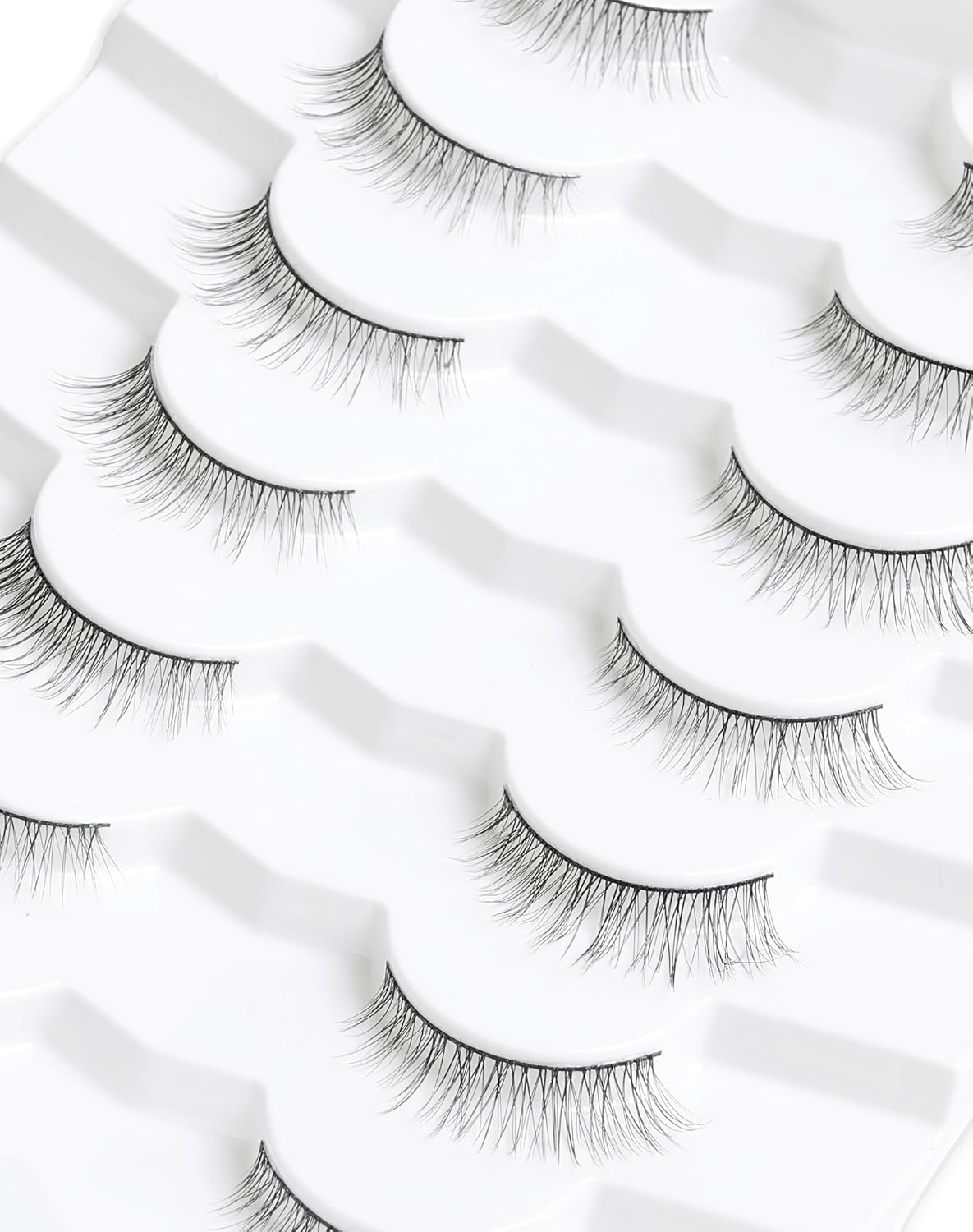 Onlyall Natural Lashes Wispy Lashes Natural Look False Eyelashes Natural Flared Eyelashes False Eye Lashes Soft Fluffy Lashes 7 Pairs DK32, Black