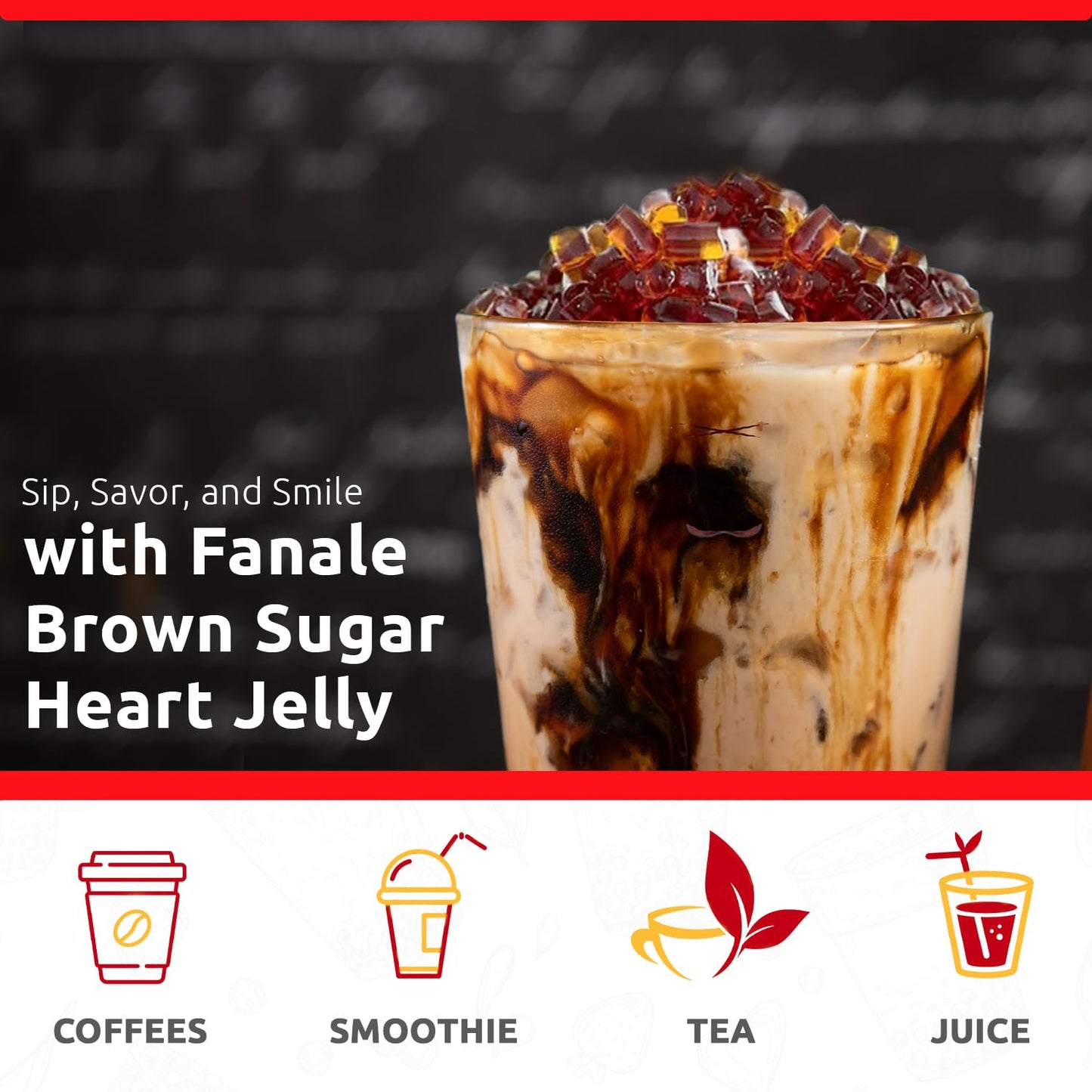 Fanale Coconut Jelly Topping nata de coco for Bubble Tea 400 g | Brown Sugar Jelly | for Boba Tea, Smoothies, Slushes, Desserts 400g