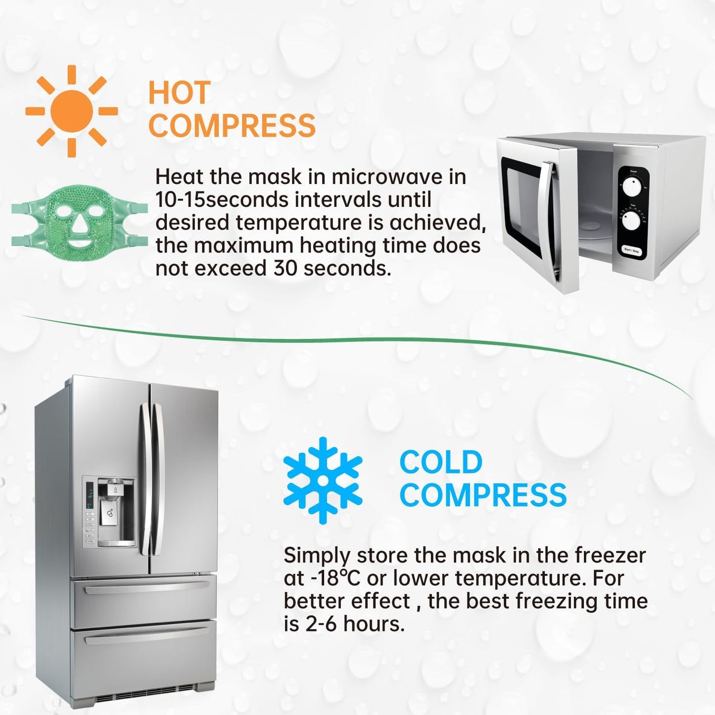 Face Eye Mask Ice Pack for Reducing Puffiness, Bags Under Eyes, Puffy Dark Circles, Migraine,Hot/Cold Pack with Soft Plush Backing (Green #43)