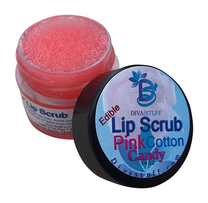 Diva Stuff Ultra Hydrating Lip Scrub for Soft Lips, Gentle Exfoliation, Moisturizer & Conditioner, Pink Cotton Candy – ¼ oz (Made in the USA)