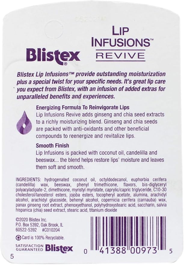 Blistex Lip Infusions Revive Lip Moisturizer 0.13 Ounce (3 Pack)