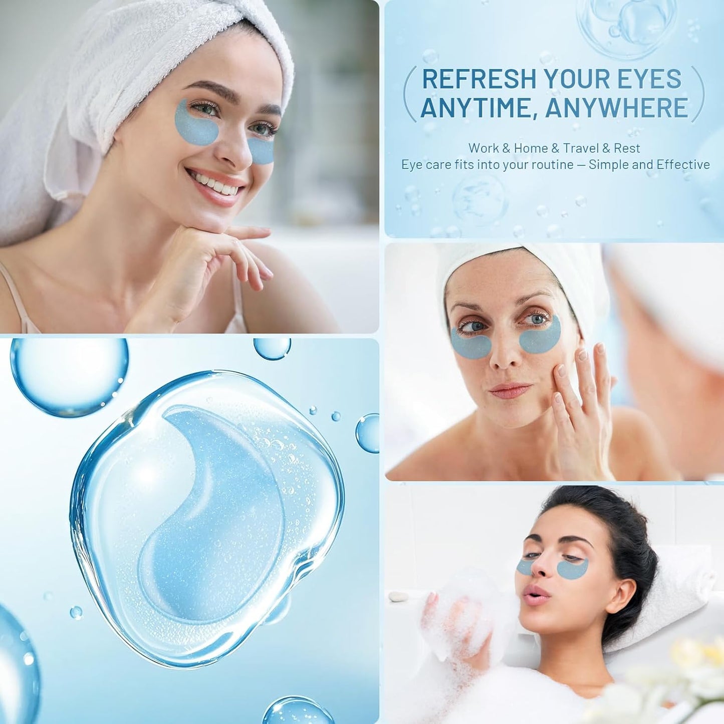 Under Eye Masks Patches - Hyaluronic Acid Collagen for Dark Circles,Eye bags, Fine Lines,puffiness Smoothing Skin Care Treatment Hydrating for Women and Men, (60 Pcs) Blue