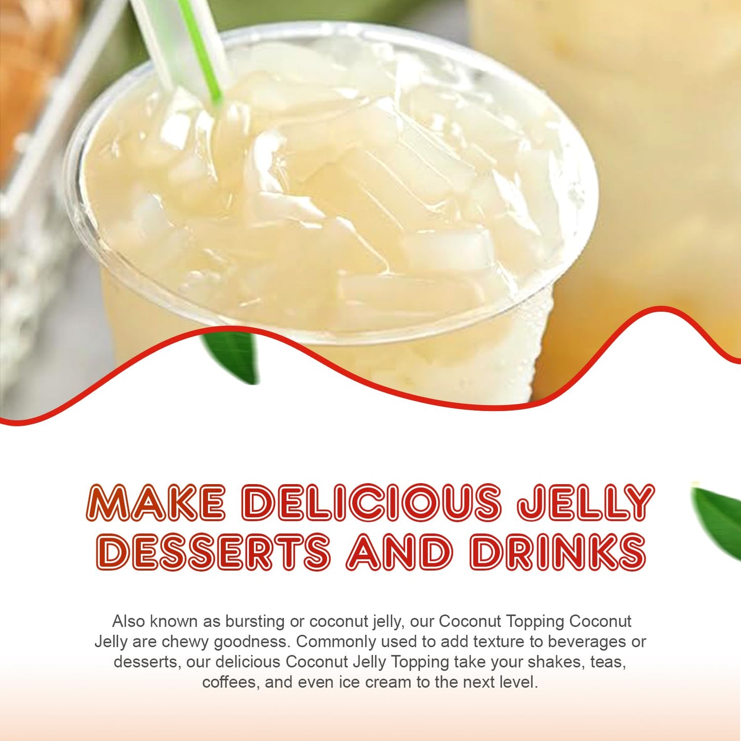 New Fanale Coconut Jelly Topping nata de coco for Boba Tea | Ice Cream | Yogurt | Smoothie | Milk Tea | Desserts (Coconut, 8.3 lb)