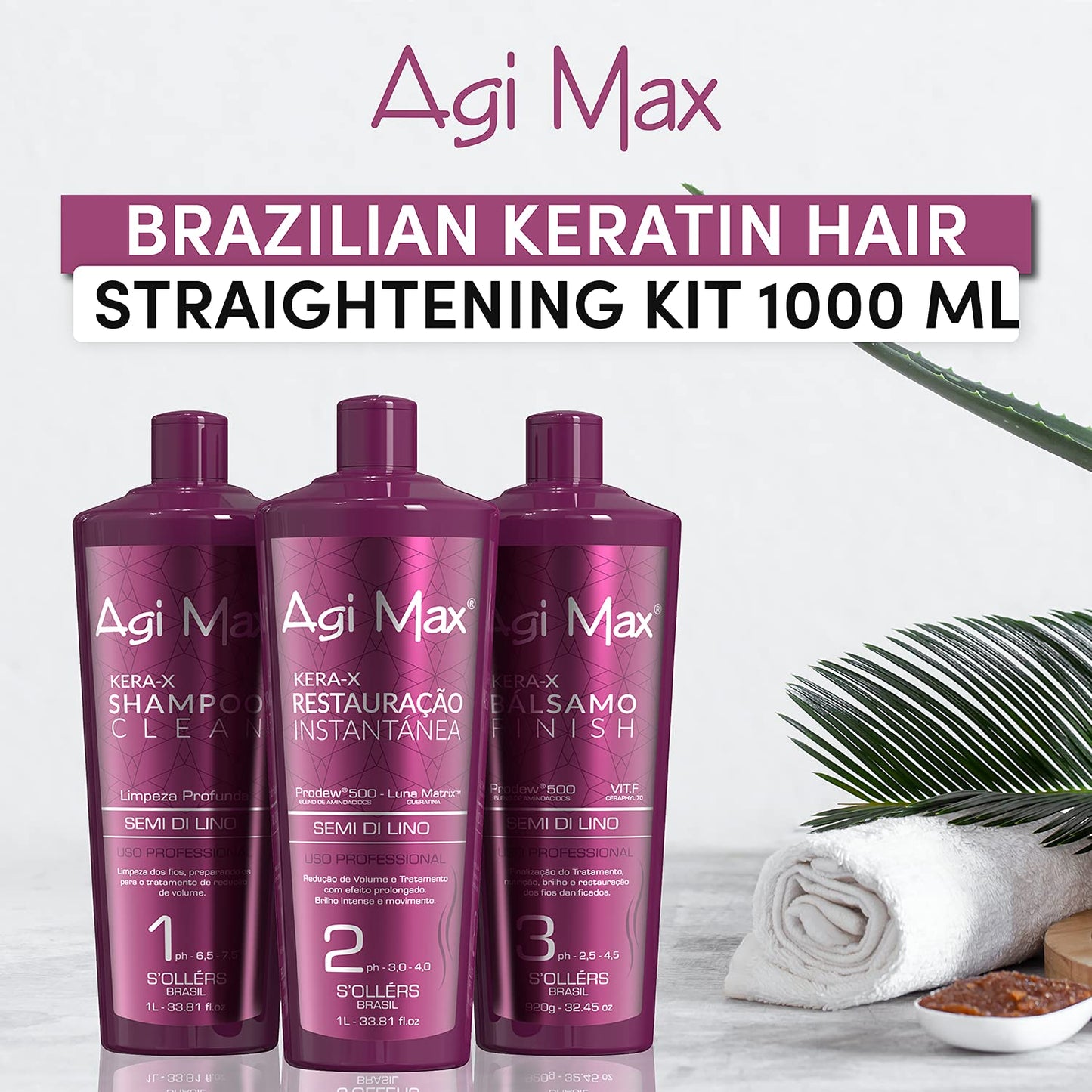 Brazilian Keratin Hair Treatment Kit 1000ml - 3 Steps - The Best Straightening!