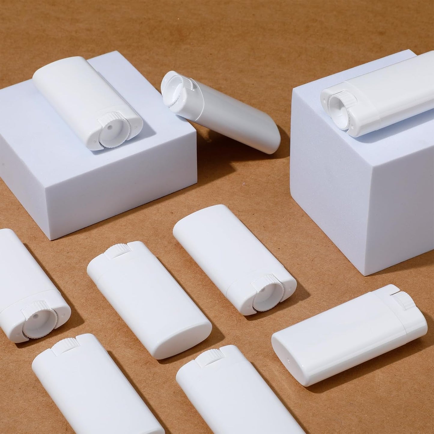 Wesiti 100 Pcs Plastic Empty Deodorant Containers 1/2 oz Travel Deodorant 15ml Refillable Containers Tubes Oval Lip Balm Tubes for Lip Balm DIY (White)