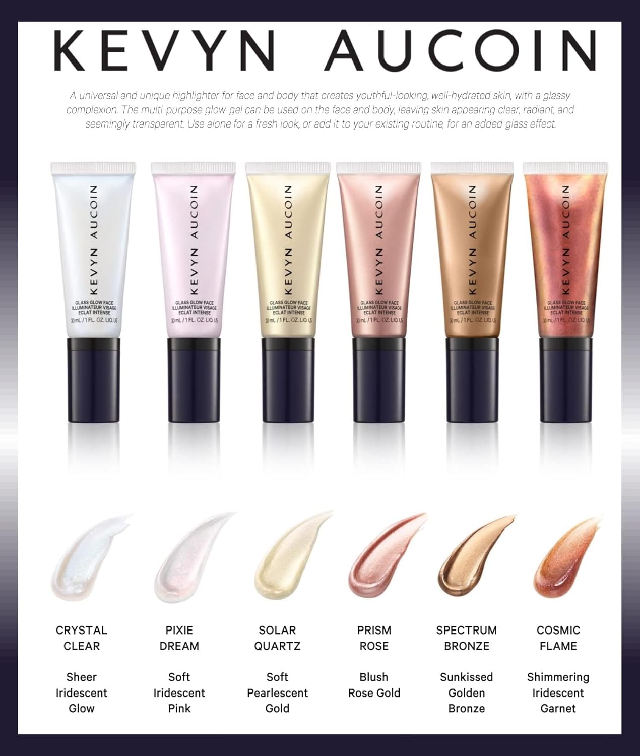 Kevyn Aucoin Glass Glow Face, Prism Rose: Multi-purpose universal dewy highlighter for face and body. Creates glowing youthful-looking hydrated skin with a glassy complexion. Makeup artist go to.