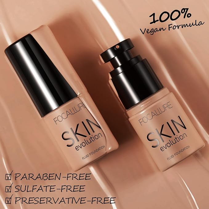 FOCALLURE 2 Pcs Liquid Foundation, Skin Evolution Foundation + Concealer, Full Coverage Foundation Makeup, Durable, Waterproof, Oil-Control, Hides Wrinkles & Lines, Honey