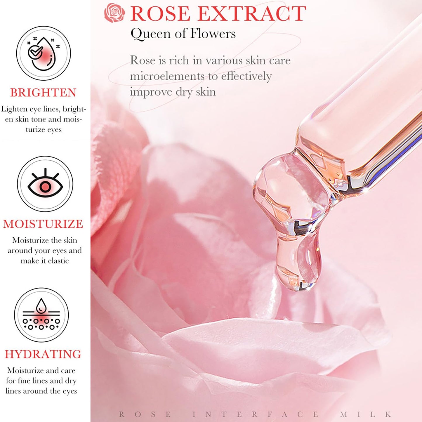 BIOAQUA Rose Hyaluronic Acid Moisturizing Eye Mask Dark Circles Removes Eye Bags Hydration Skin 80g (60pcs/30pairs)