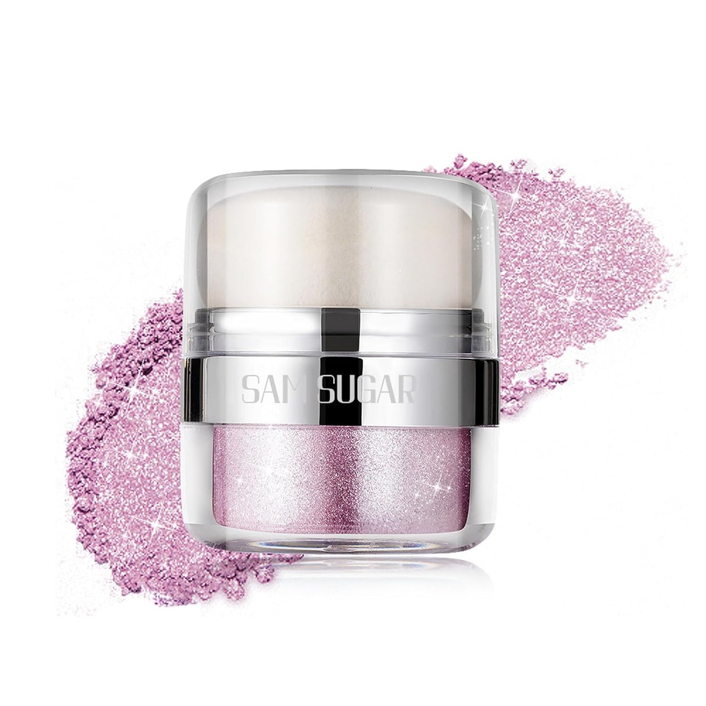 Glitter Body Highlighter Powder Body Shimmer Sparkle Face Brightening Highlighter Powder for Face Eyes Body Glow Makeup With sponge head(04#)