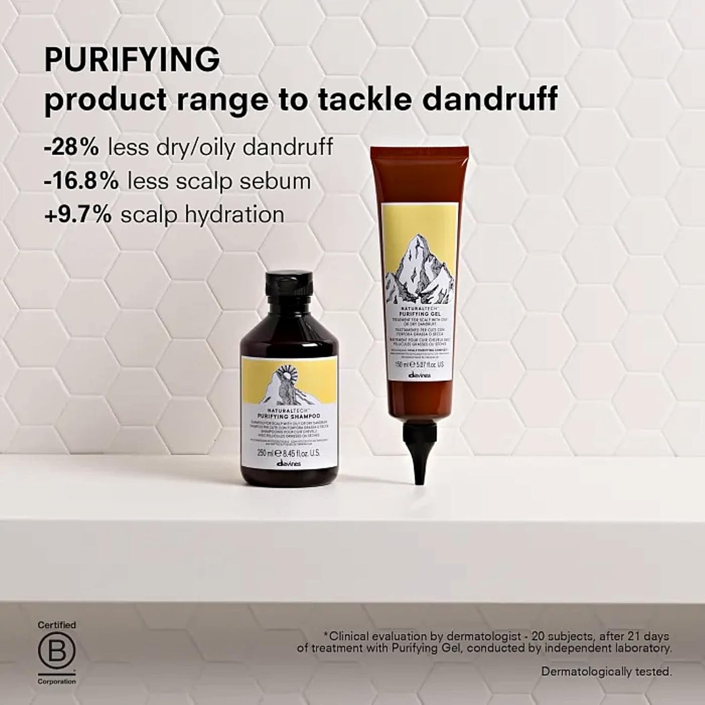 Davines Naturaltech PURIFYING Shampoo, Anti-Dandruff Protection While Gently Cleansing And Clarifying, 8.45 fl. oz.