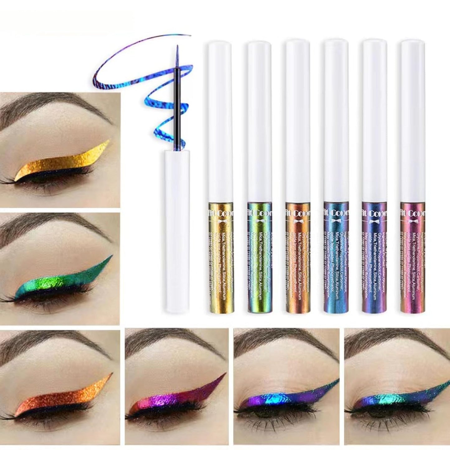 Corlo Glitter liquid eyeliner waterproof, Metallic Intense Color Shifting Colorful Eyeliner, Eyeliner Gel MultiColor Highly Pigmented Gift Kit for Women and Girls(03)