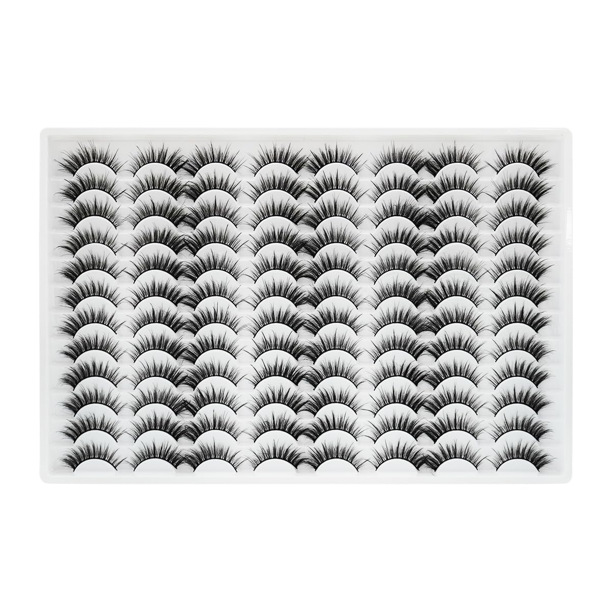 False Eyelashes 48 Pairs Faux Mink Lashes 14mm Wispy Lashes 3D Fluffy Cat Eye Lashes Pack Bulk Wholesale Strip Lashes(style 48-041)