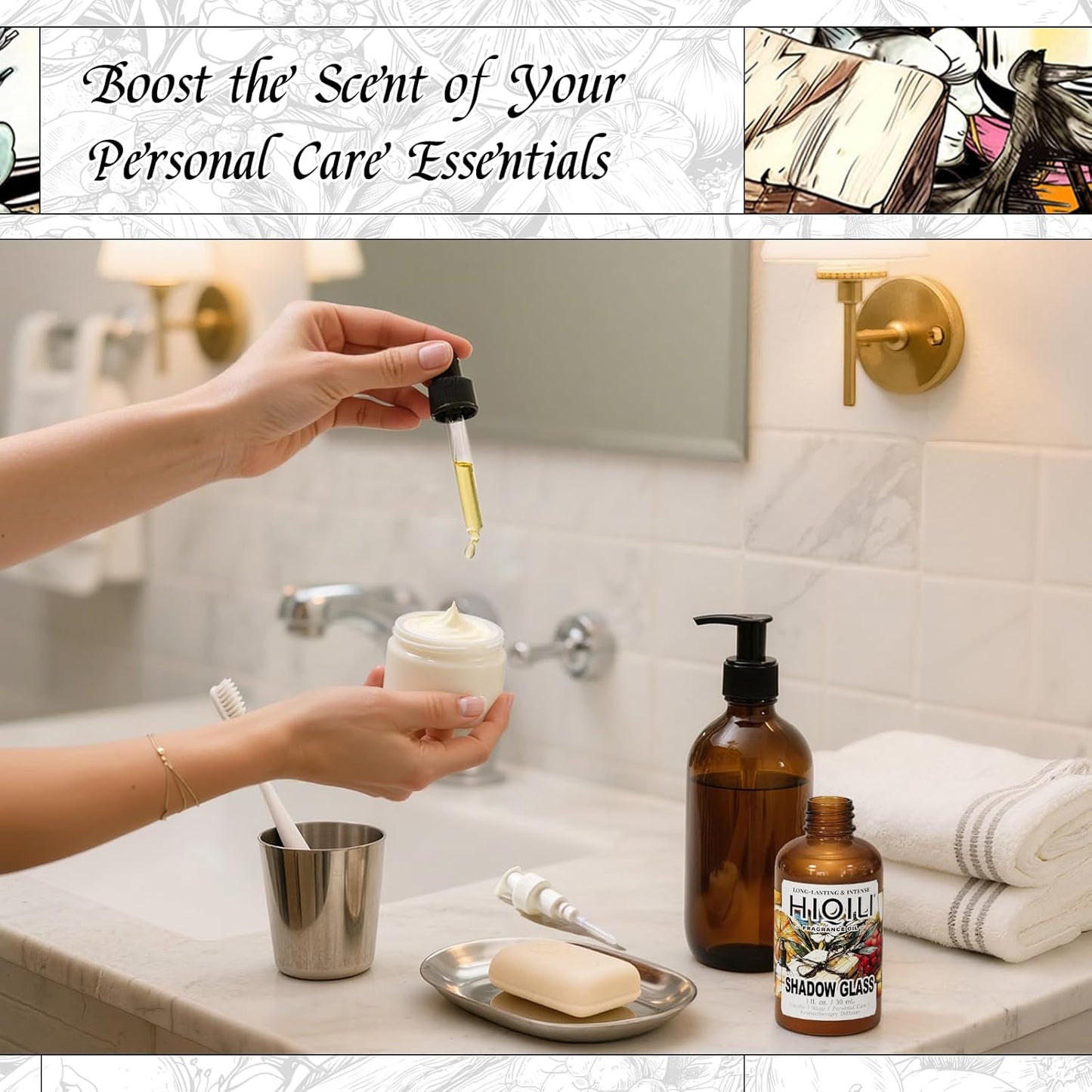 HIQILI Shadow Glass Fragrance Oil for DIY Soap & Candle, Inspired by Ver-sace Cryst. Nr-EDT, Women's Perfume Making, Luxury Scents for Diffusers, Body Care - 1 Fl Oz