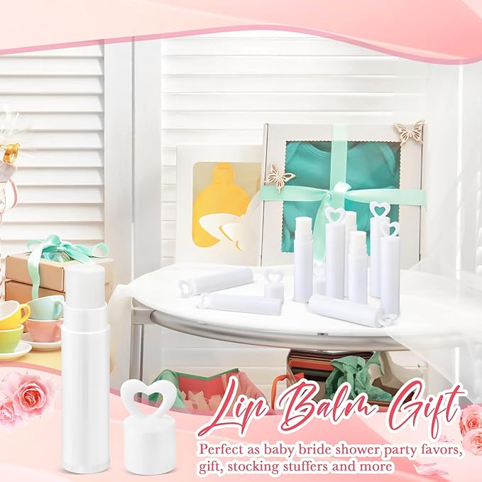 100 Pcs Lip Balm Bulk Heart Shape Lip Balm Jasmine Scented Beeswax Lip Balm Moisturizing Lip Balm Add Your Own Labels for Teacher Baby Shower Coworkers Friend Gift