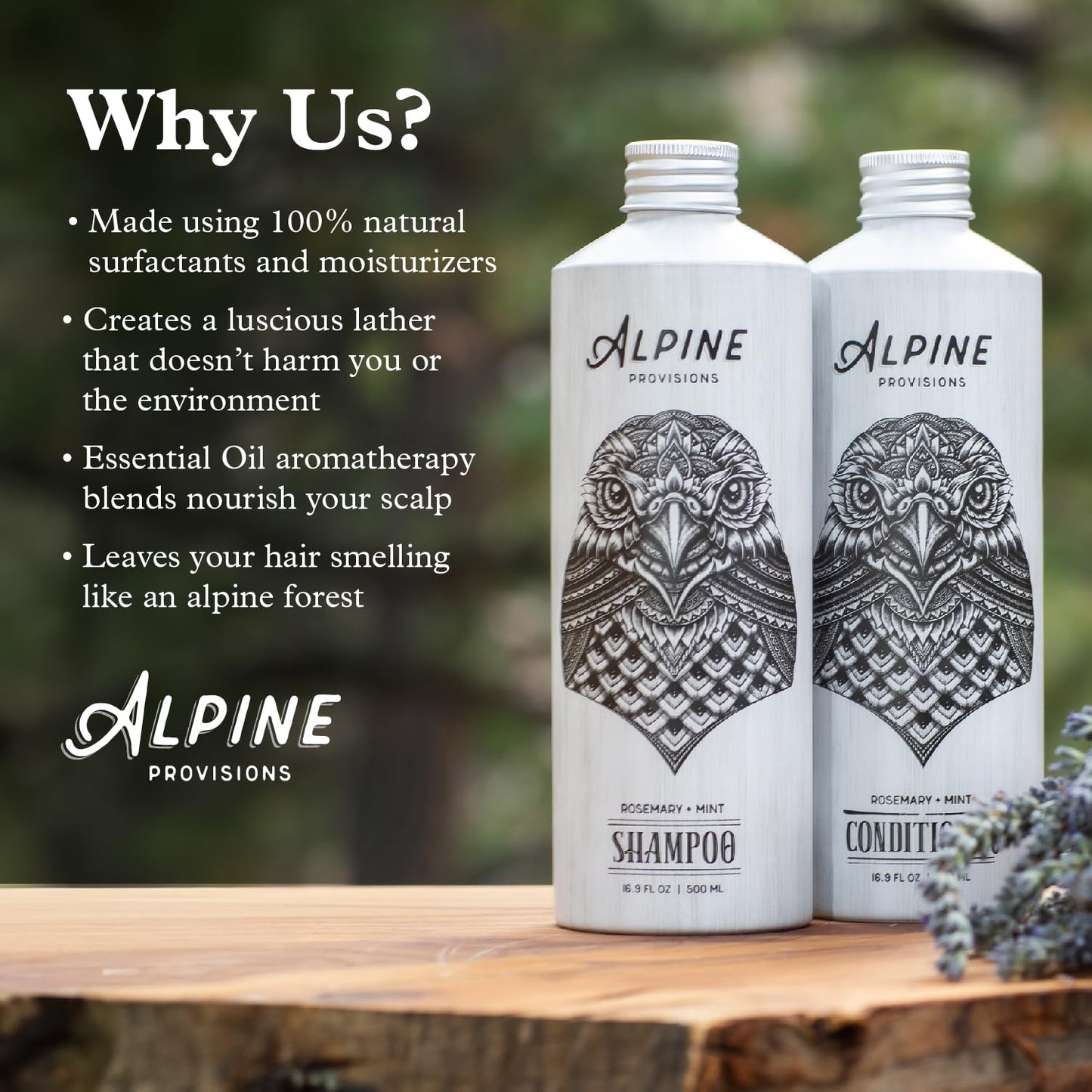 Alpine Provisions Rosemary & Mint Shampoo - Naturally Repair, Cleanse, and Hydrate with Essential Oils, Jojoba, Aloe Vera - Vegan, Sulfate & Plastic Free - Plant-Based Hair Care 16.9 FL Oz