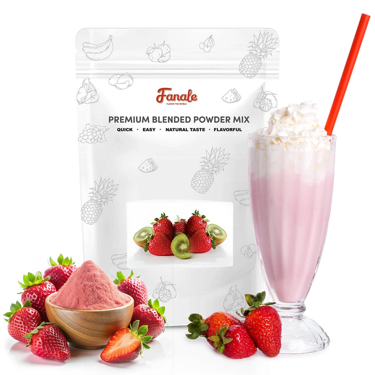 Fanale Premium Strawberry Bubble Tea Flavoring Powder | Perfect for Baking, Smoothies, Desserts and Drinks | Instant Flavoring Powder for Boba Milk Tea - 2.2 Pounds (Pack of 1)