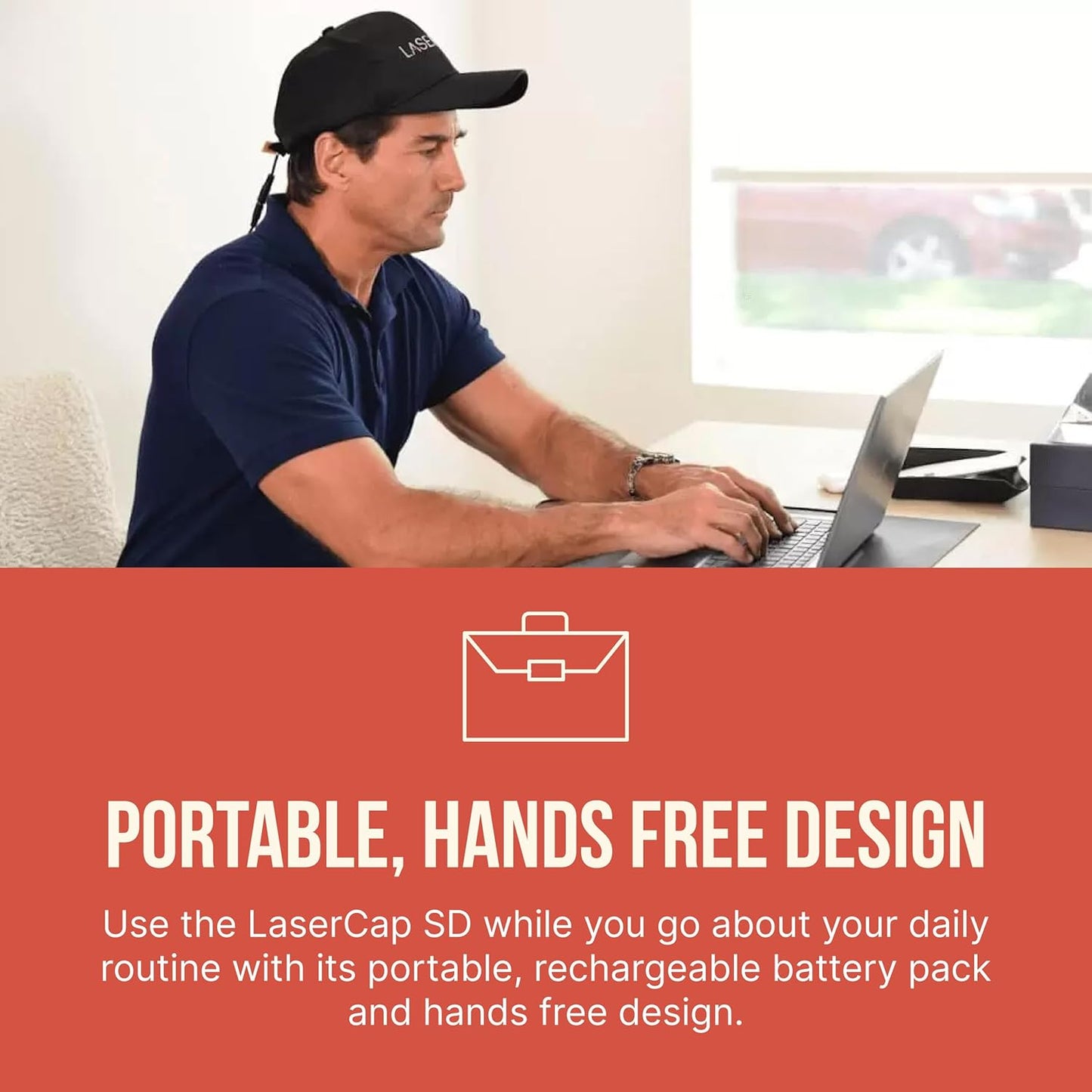 LaserCap SD Red Light Therapy Cap – Wearable Light Device for Thinning Hair – Hands-Free, Rechargeable, Portable Design for Men & Women – Includes Battery Pack & Travel Case